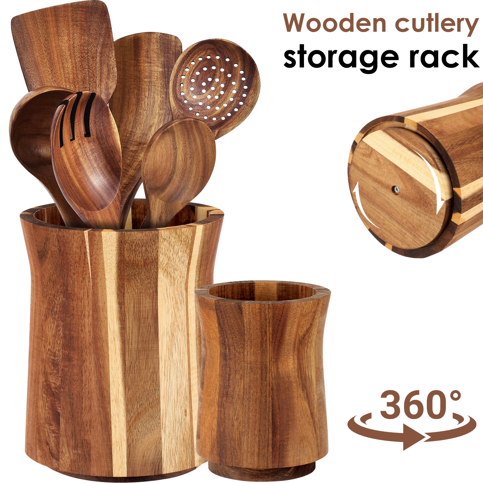 Home Cooking Delivery - 360° Rotating Utensil Holder Wood Kitchen